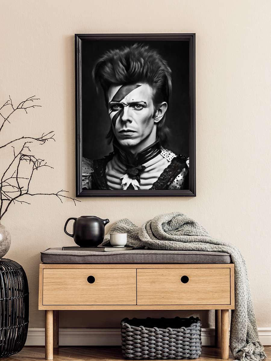 Black Bowie Müzik Poster Tablo Siyah Çerçeveli Yüksek Kalite Müzik Duvar Tablo