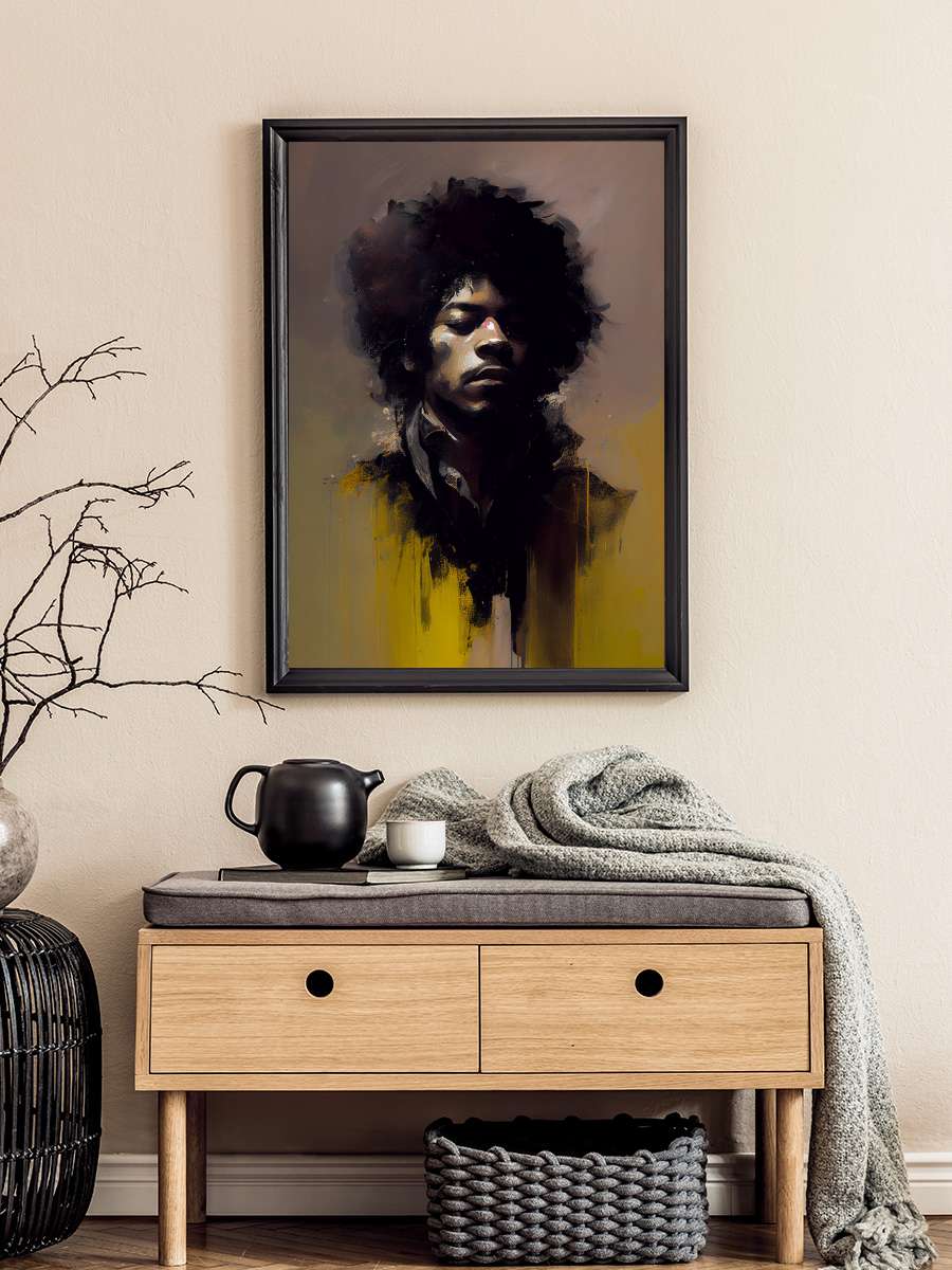 Hendrix Painting nr. 2 Müzik Poster Tablo Siyah Çerçeveli Yüksek Kalite Müzik Duvar Tablo