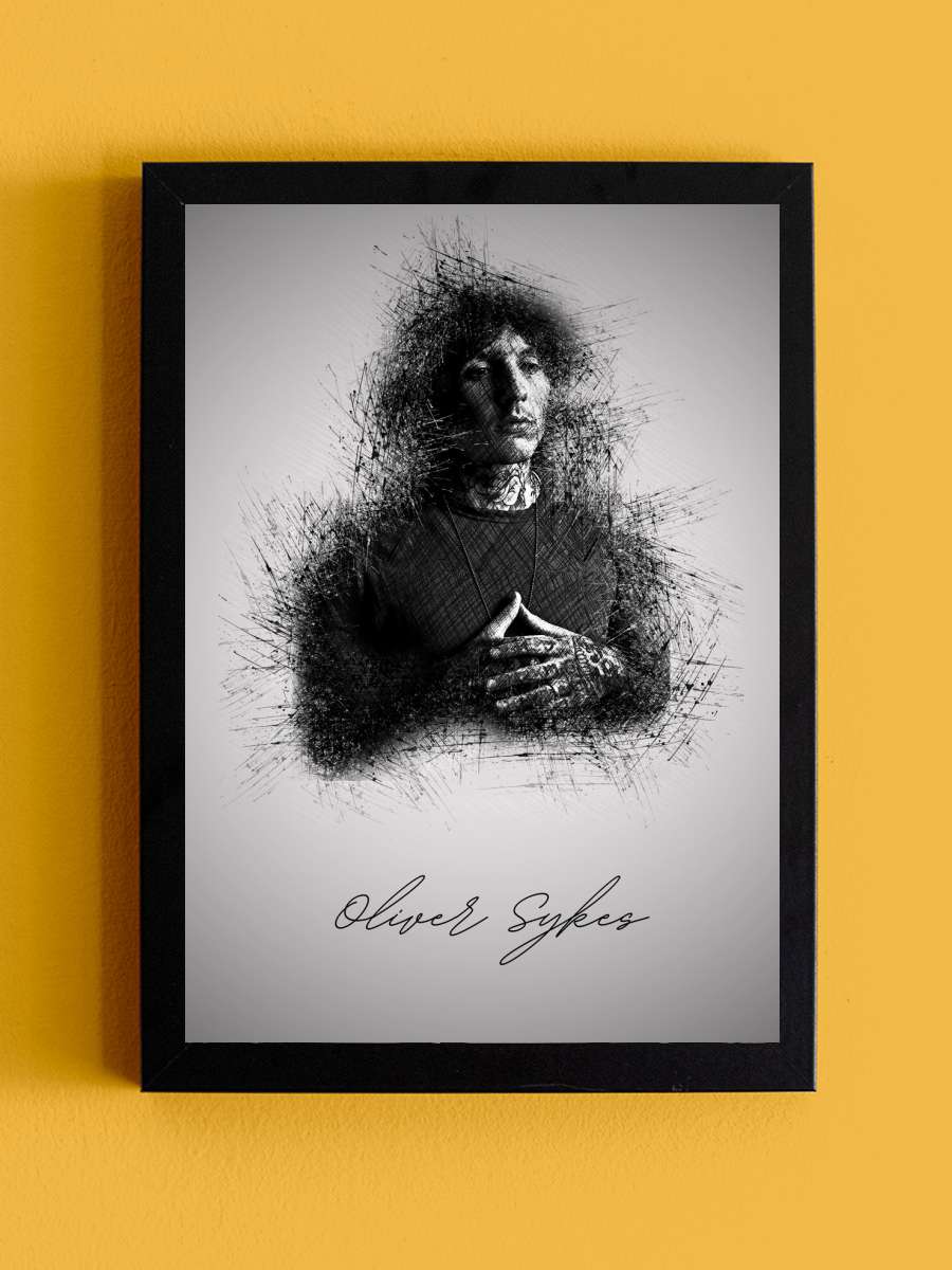 Oliver S. Sketch Müzik Poster Tablo Siyah Çerçeveli Yüksek Kalite Müzik Duvar Tablo