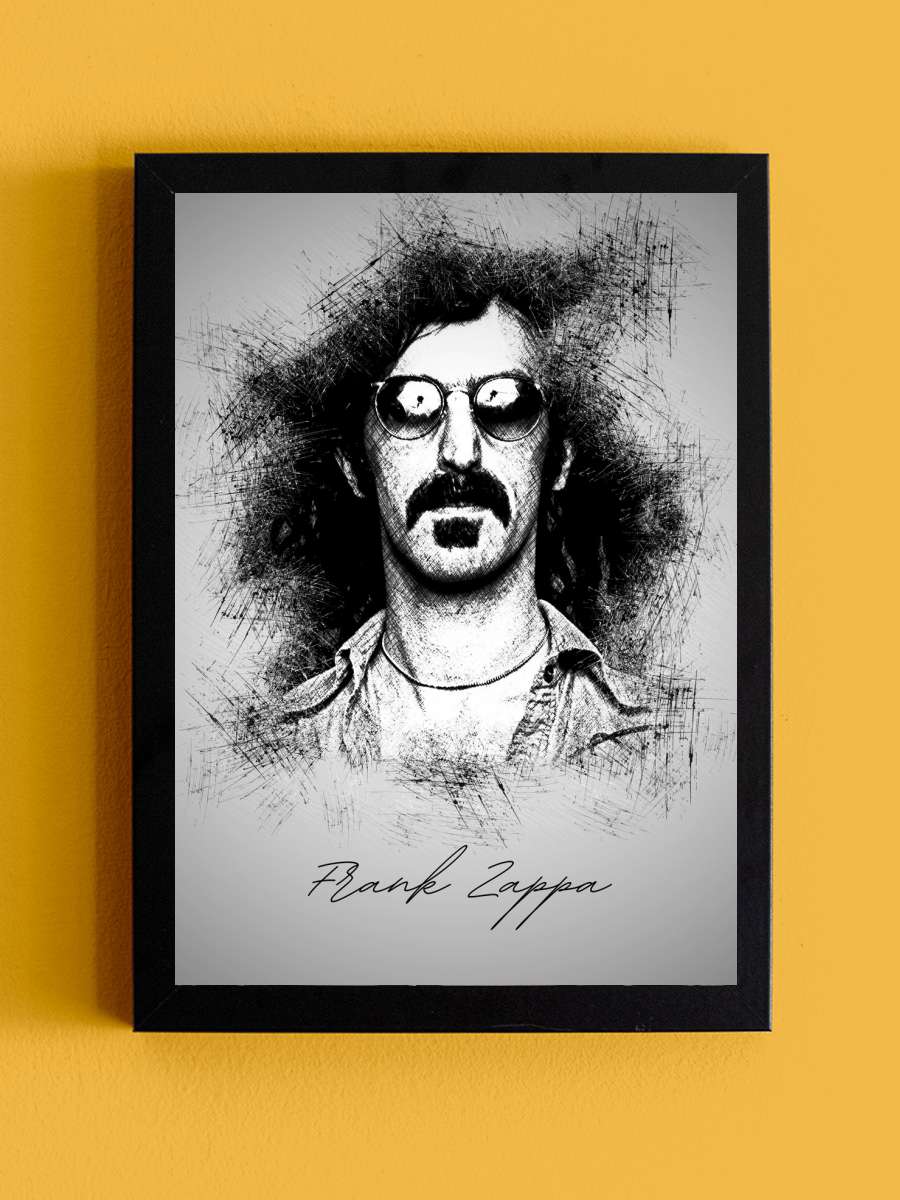 F. Zappa Sketch Müzik Poster Tablo Siyah Çerçeveli Yüksek Kalite Müzik Duvar Tablo