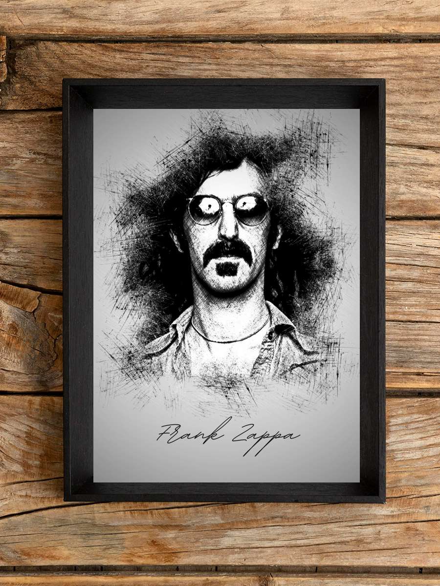 F. Zappa Sketch Müzik Poster Tablo Siyah Çerçeveli Yüksek Kalite Müzik Duvar Tablo