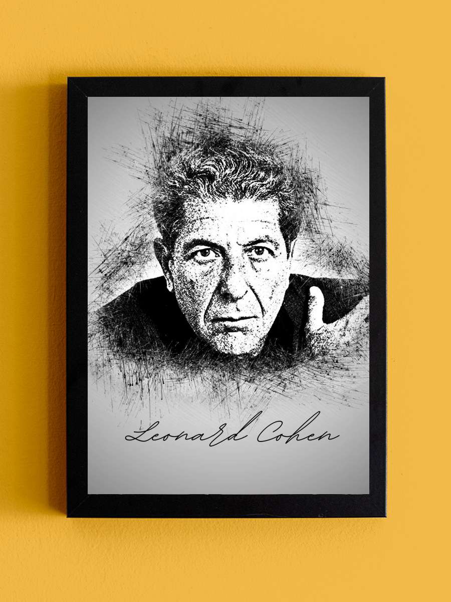 L. Cohen Sketch Müzik Poster Tablo Siyah Çerçeveli Yüksek Kalite Müzik Duvar Tablo