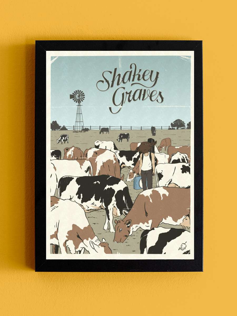 Shakey Graves Poster Müzik Poster Tablo Siyah Çerçeveli Yüksek Kalite Müzik Duvar Tablo