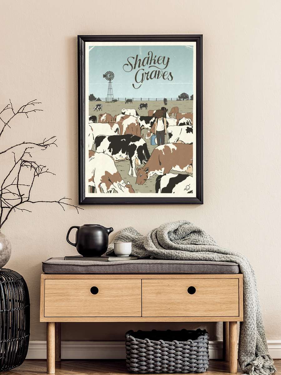 Shakey Graves Poster Müzik Poster Tablo Siyah Çerçeveli Yüksek Kalite Müzik Duvar Tablo