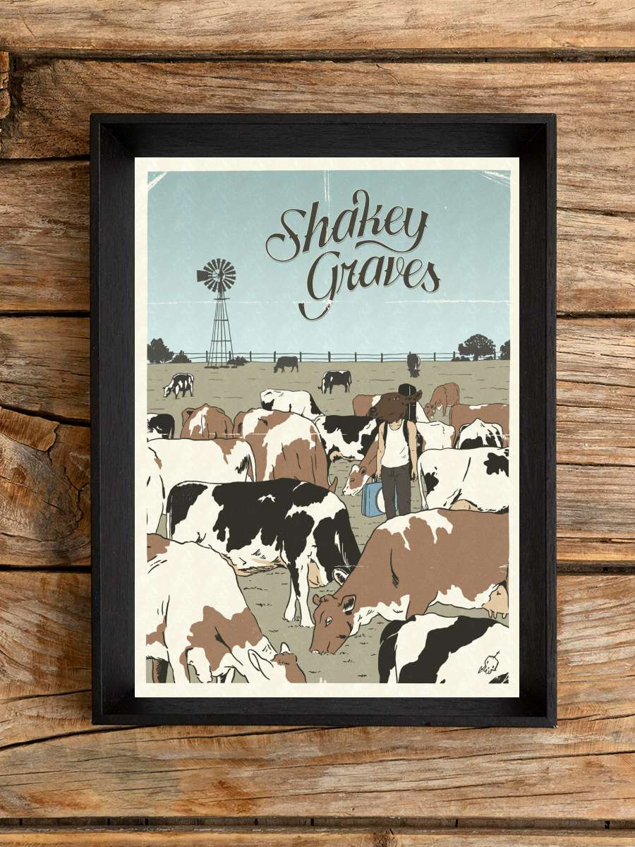 Shakey Graves Poster Müzik Poster Tablo Siyah Çerçeveli Yüksek Kalite Müzik Duvar Tablo