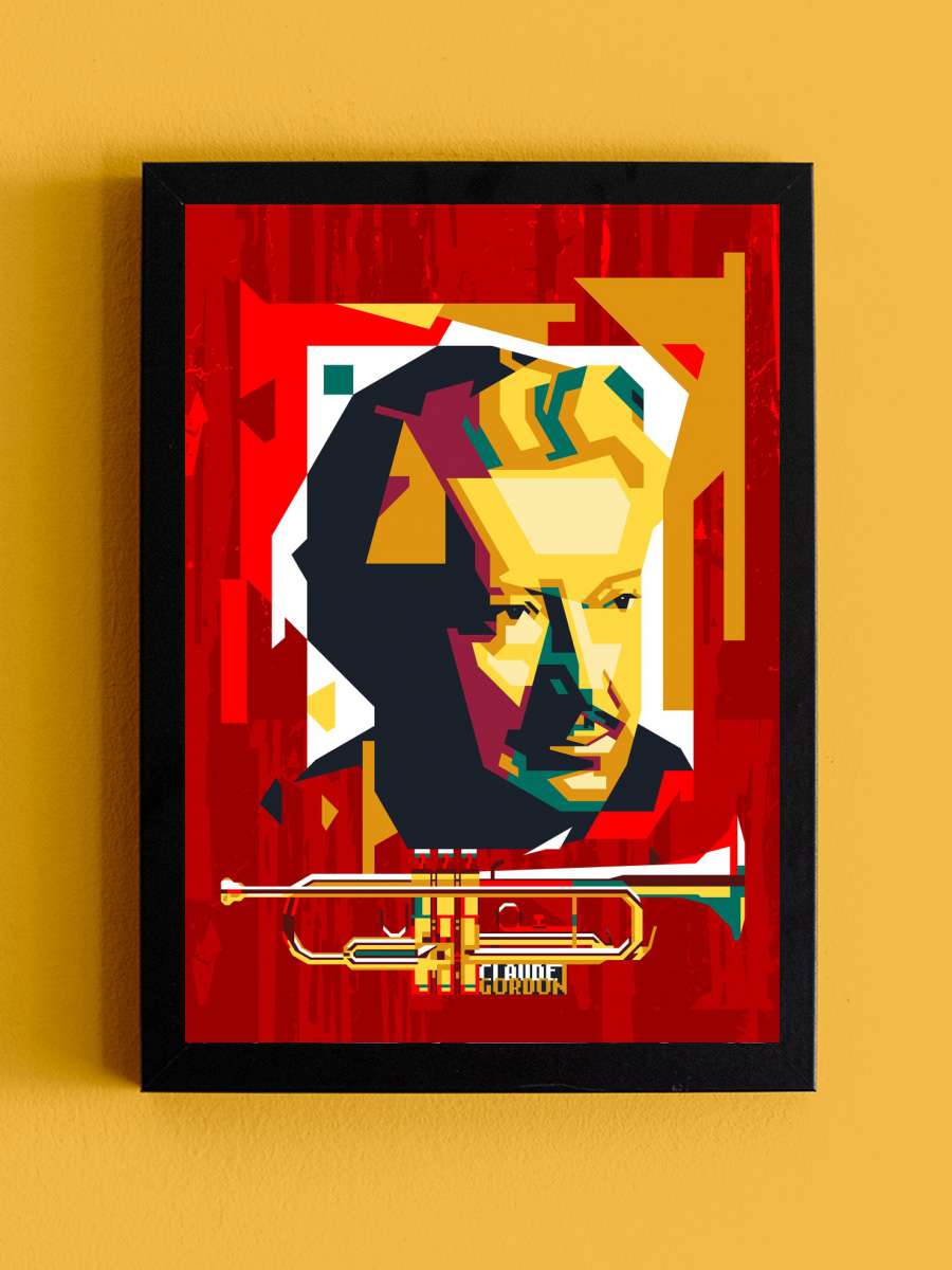 Claude Gordon jazz music WPAP Müzik Poster Tablo Siyah Çerçeveli Yüksek Kalite Müzik Duvar Tablo