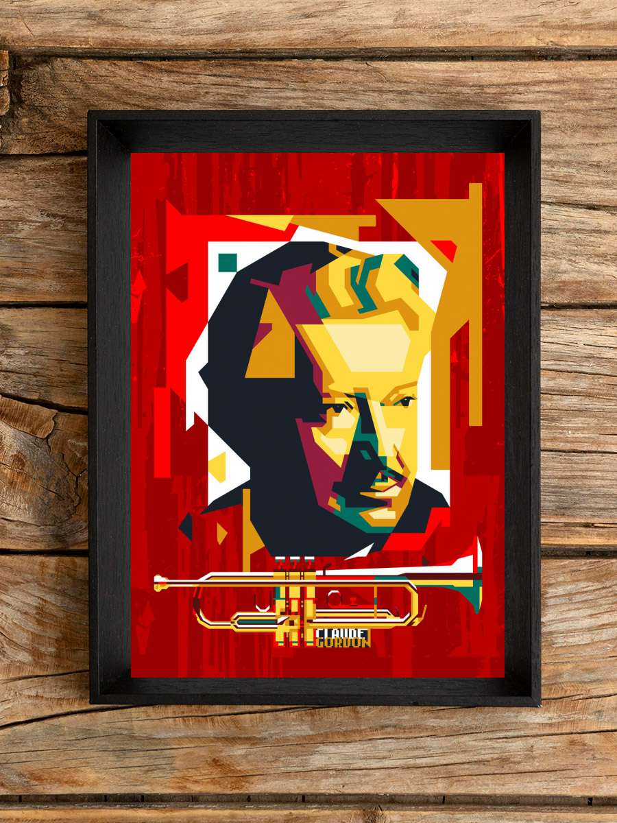 Claude Gordon jazz music WPAP Müzik Poster Tablo Siyah Çerçeveli Yüksek Kalite Müzik Duvar Tablo