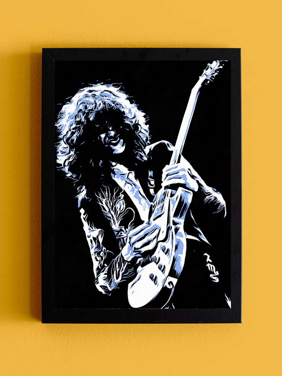 Guitarist portrait Müzik Poster Tablo Siyah Çerçeveli Yüksek Kalite Müzik Duvar Tablo