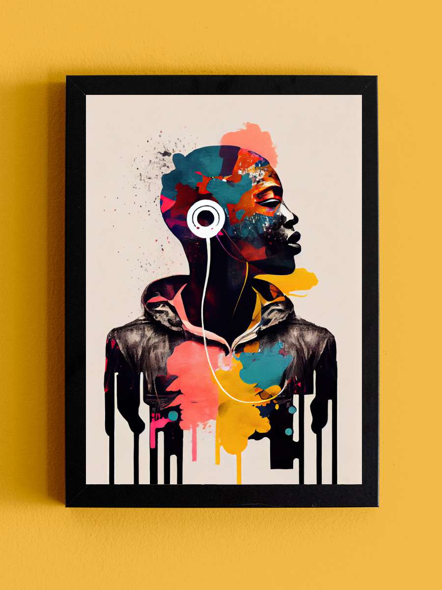 Creative Afrofuturist… Afrofuturist Illustration of Man with… Müzik Poster Tablo Siyah Çerçeveli Yüksek Kalite Müzik Duvar Tablo