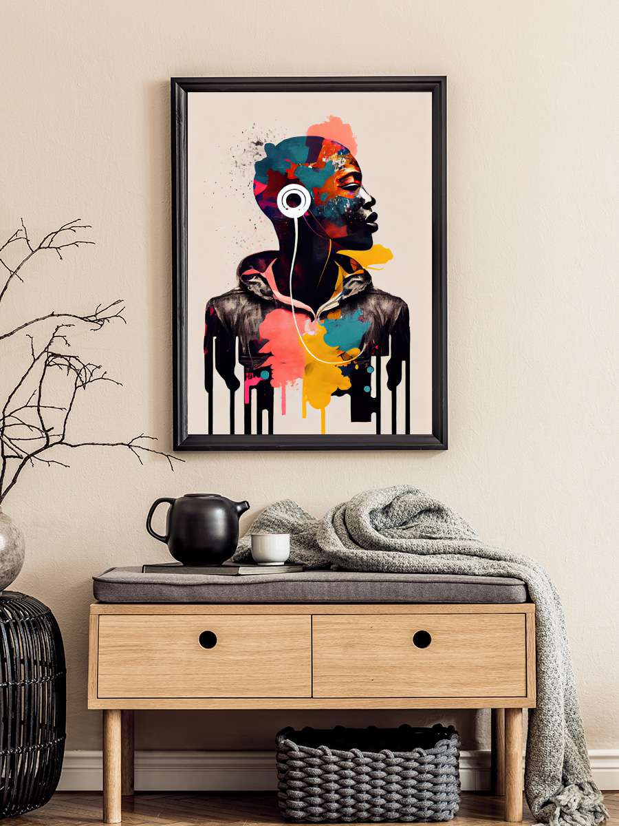 Creative Afrofuturist… Afrofuturist Illustration of Man with… Müzik Poster Tablo Siyah Çerçeveli Yüksek Kalite Müzik Duvar Tablo