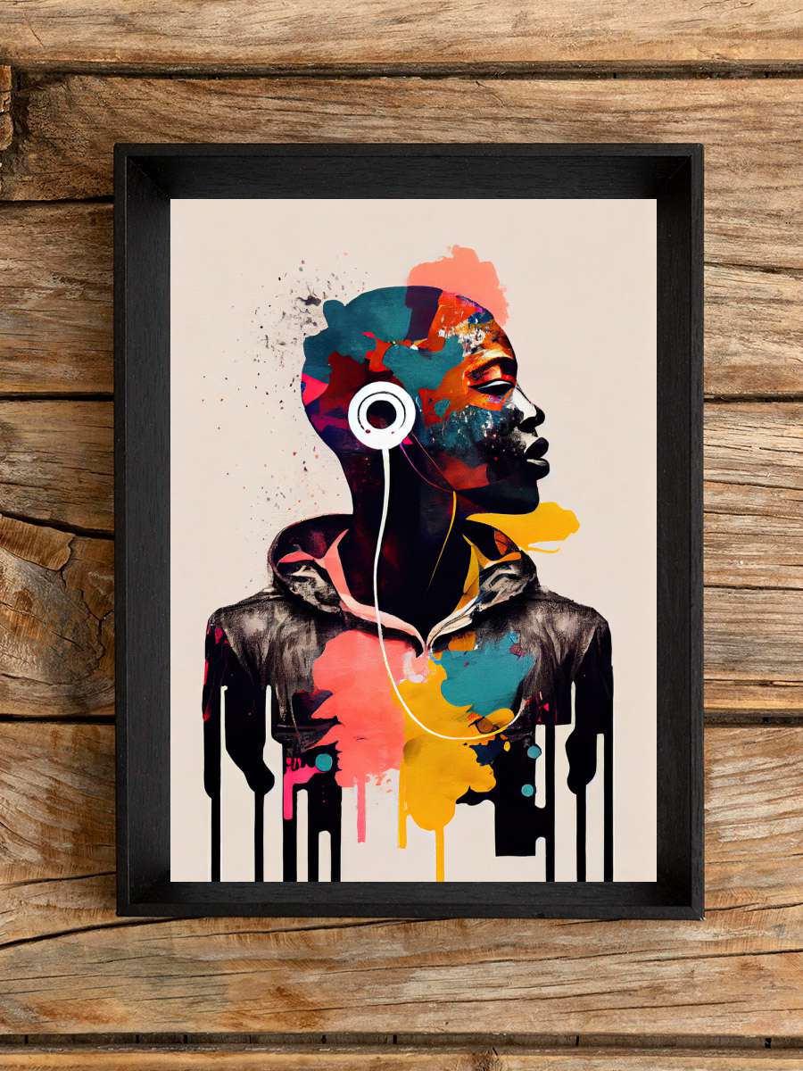 Creative Afrofuturist… Afrofuturist Illustration of Man with… Müzik Poster Tablo Siyah Çerçeveli Yüksek Kalite Müzik Duvar Tablo