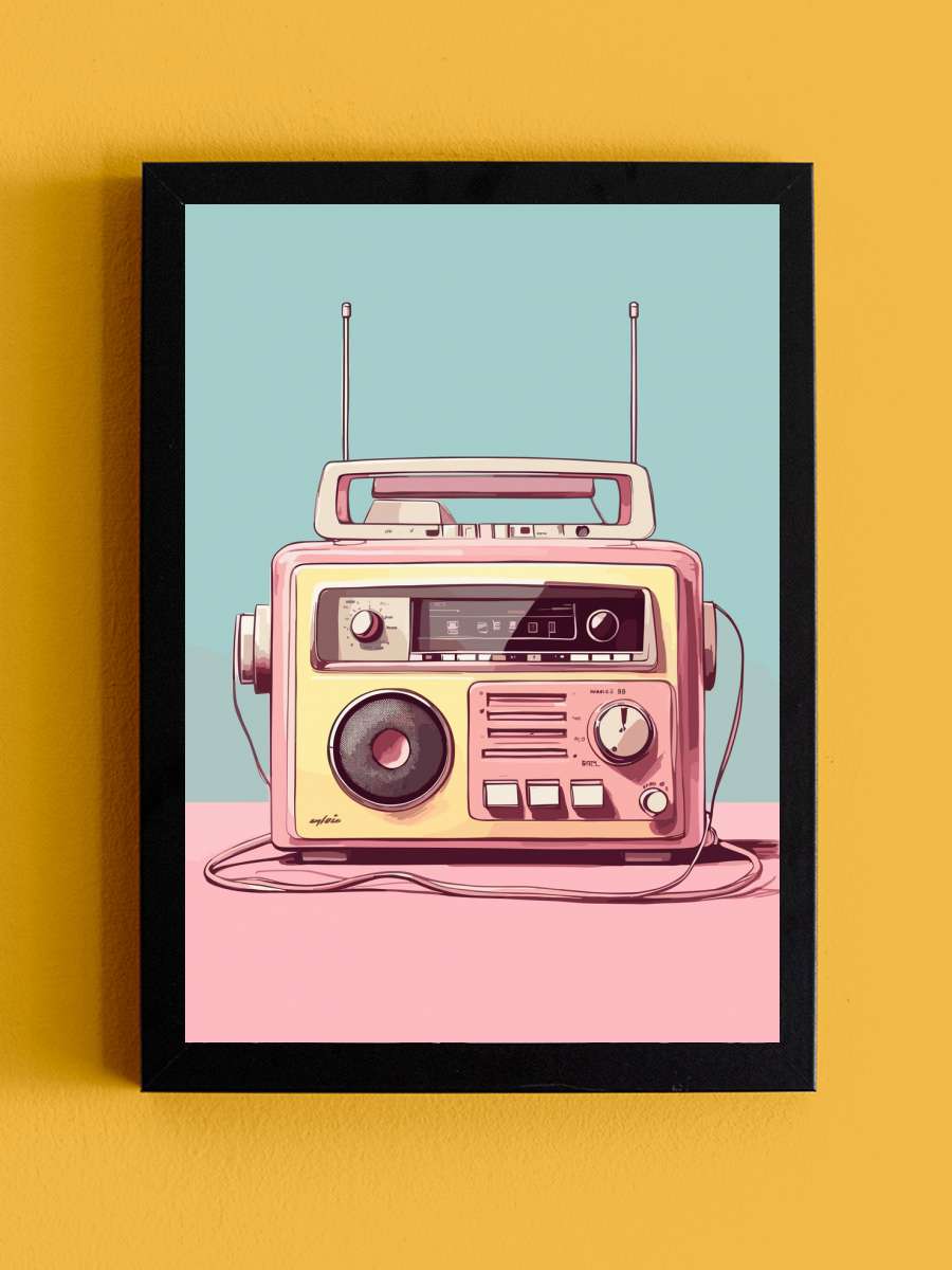 Music Tape Radio 90s Müzik Poster Tablo Siyah Çerçeveli Yüksek Kalite Müzik Duvar Tablo