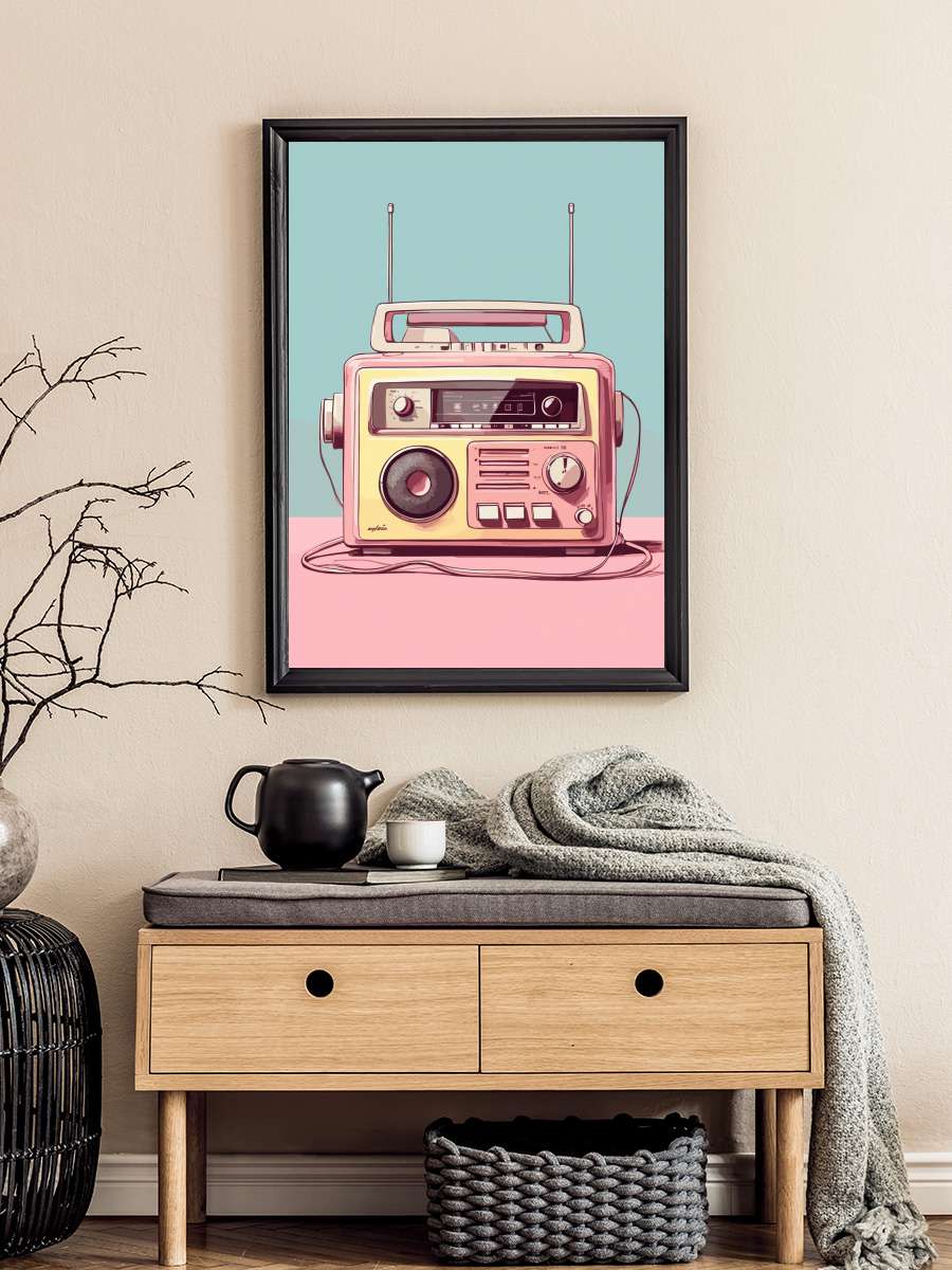 Music Tape Radio 90s Müzik Poster Tablo Siyah Çerçeveli Yüksek Kalite Müzik Duvar Tablo