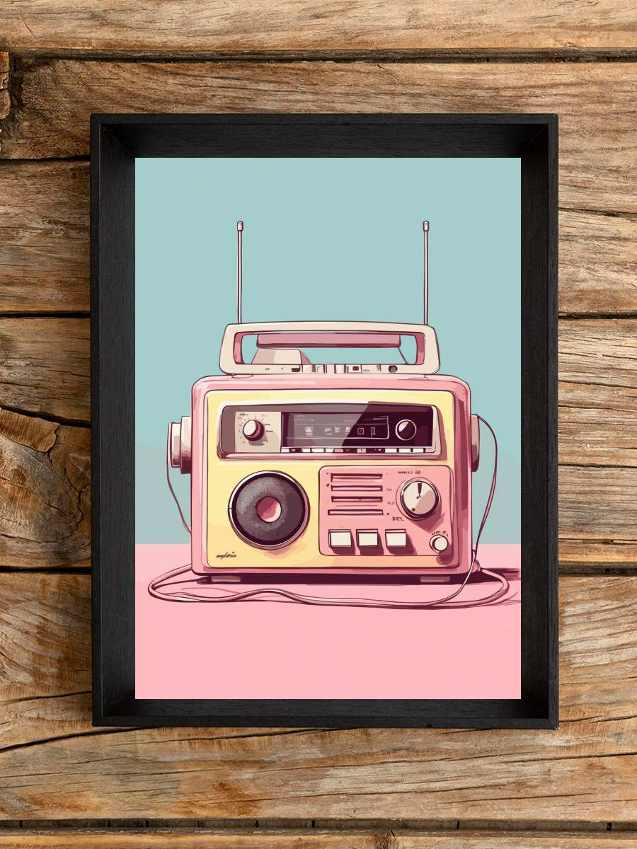 Music Tape Radio 90s Müzik Poster Tablo Siyah Çerçeveli Yüksek Kalite Müzik Duvar Tablo