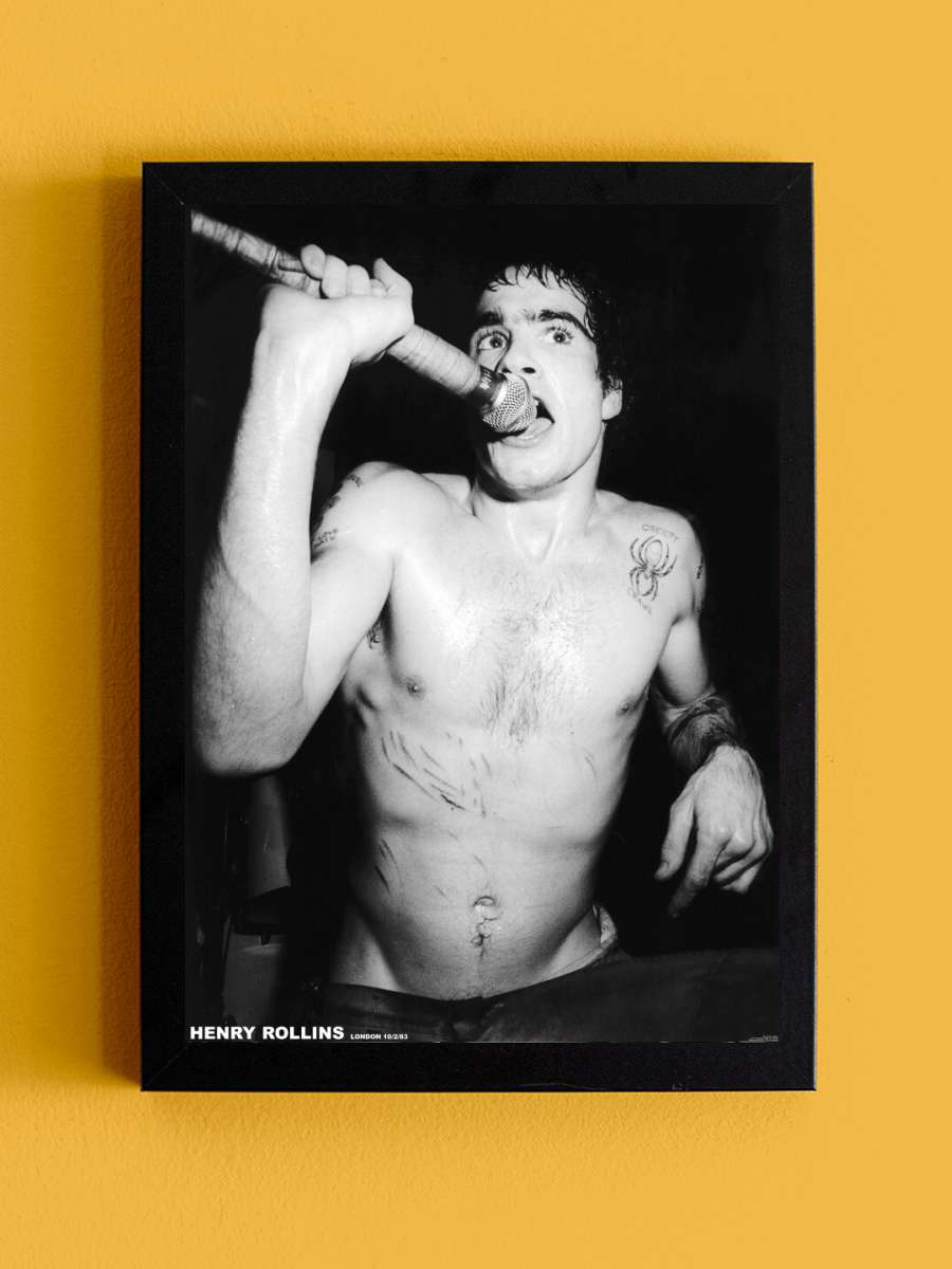 Henry Rollins - London 1983 Müzik Poster Tablo Siyah Çerçeveli Yüksek Kalite Müzik Duvar Tablo