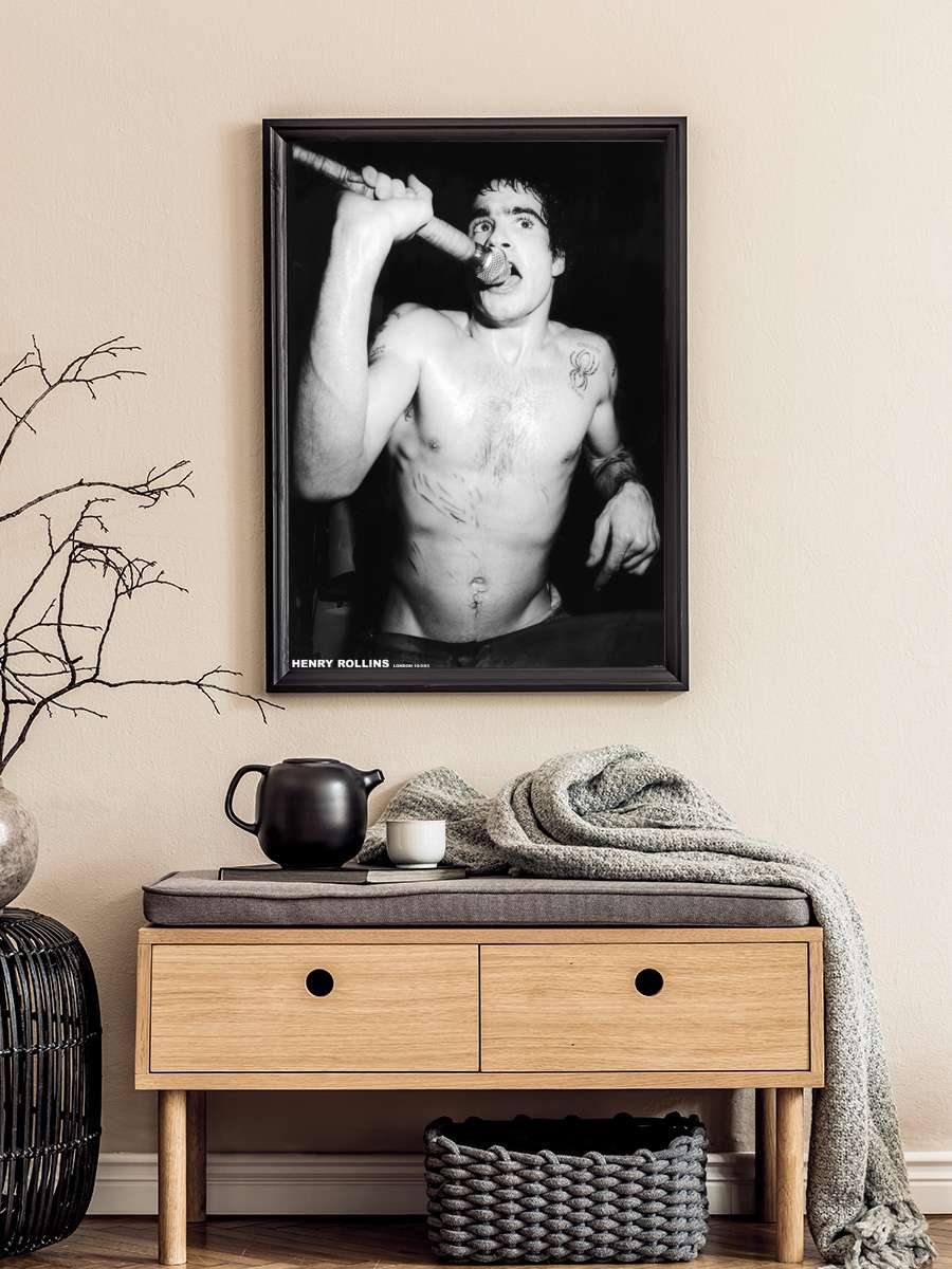 Henry Rollins - London 1983 Müzik Poster Tablo Siyah Çerçeveli Yüksek Kalite Müzik Duvar Tablo