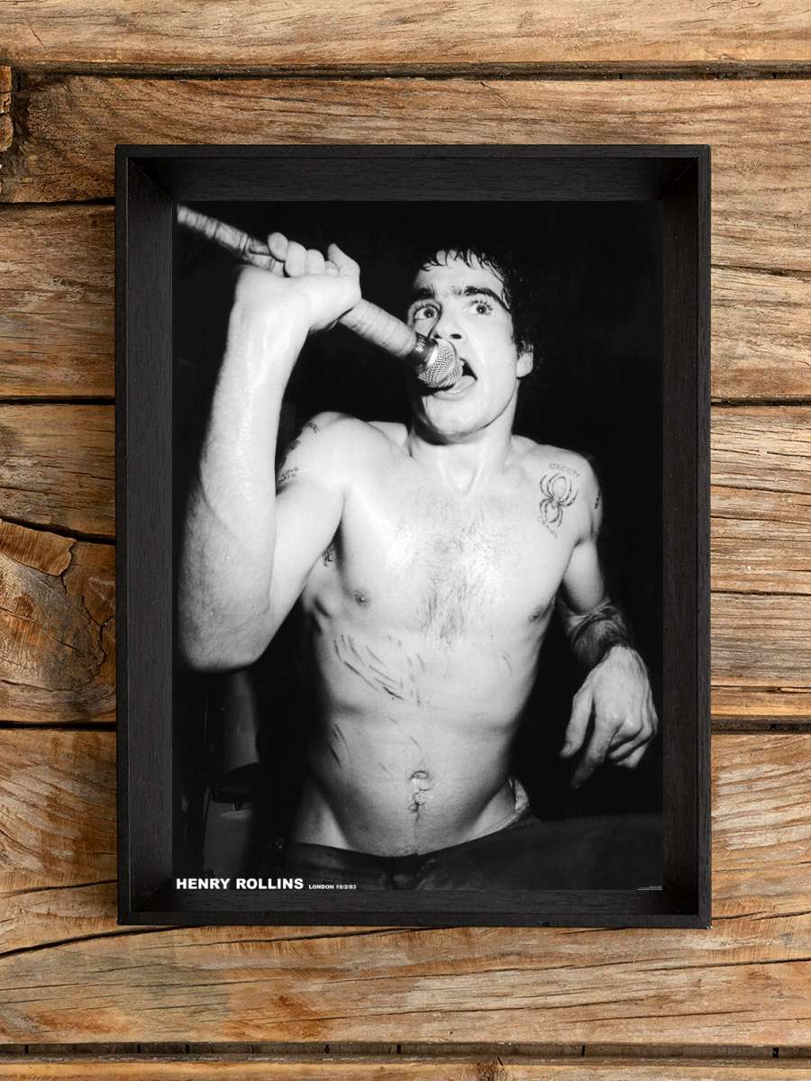 Henry Rollins - London 1983 Müzik Poster Tablo Siyah Çerçeveli Yüksek Kalite Müzik Duvar Tablo