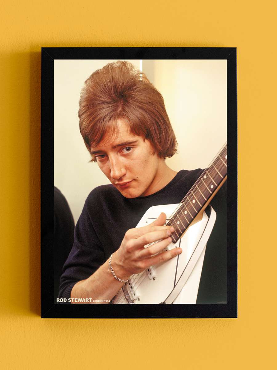 Rod Stewart - RSG with Vox 12-string 1964 Müzik Poster Tablo Siyah Çerçeveli Yüksek Kalite Müzik Duvar Tablo