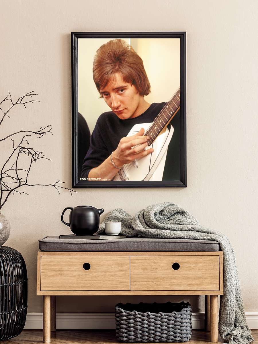 Rod Stewart - RSG with Vox 12-string 1964 Müzik Poster Tablo Siyah Çerçeveli Yüksek Kalite Müzik Duvar Tablo