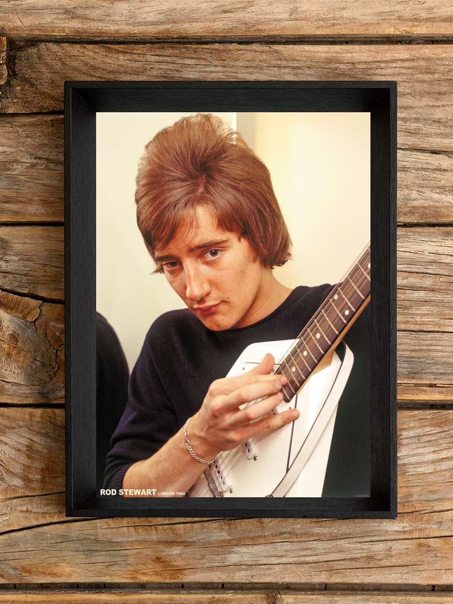 Rod Stewart - RSG with Vox 12-string 1964 Müzik Poster Tablo Siyah Çerçeveli Yüksek Kalite Müzik Duvar Tablo