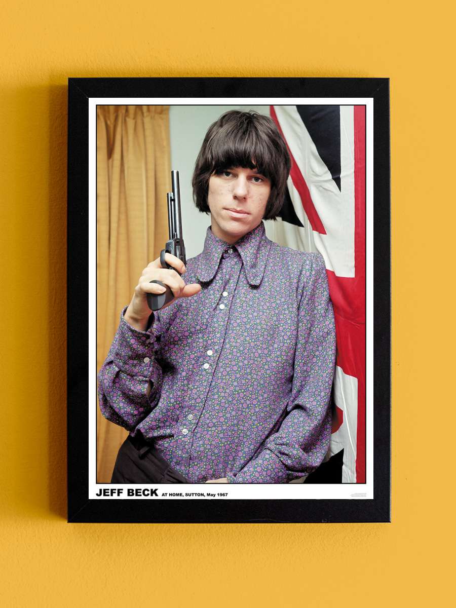 Jeff Beck - Sutton 1967 Müzik Poster Tablo Siyah Çerçeveli Yüksek Kalite Müzik Duvar Tablo