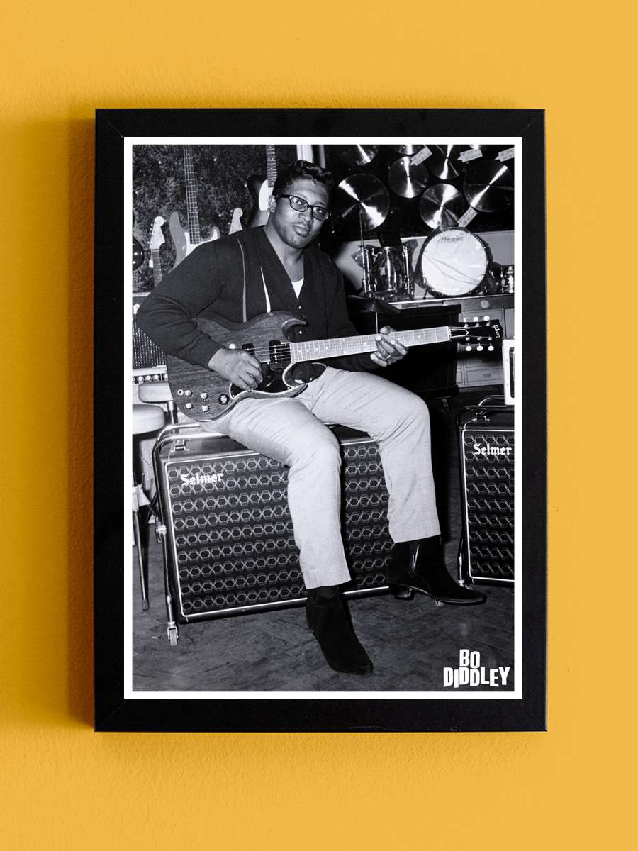 Bo Diddley - London 1967 Müzik Poster Tablo Siyah Çerçeveli Yüksek Kalite Müzik Duvar Tablo