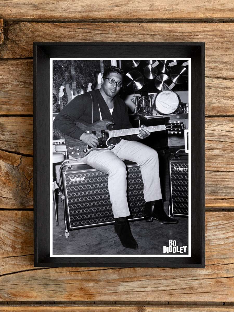 Bo Diddley - London 1967 Müzik Poster Tablo Siyah Çerçeveli Yüksek Kalite Müzik Duvar Tablo