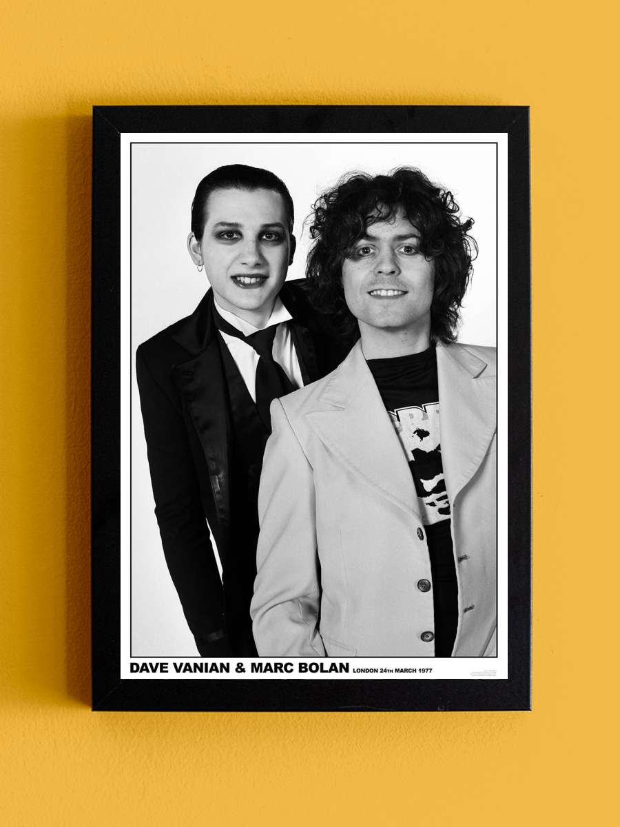 The Damned & Marc Bolan - 1977 Müzik Poster Tablo Siyah Çerçeveli Yüksek Kalite Müzik Duvar Tablo