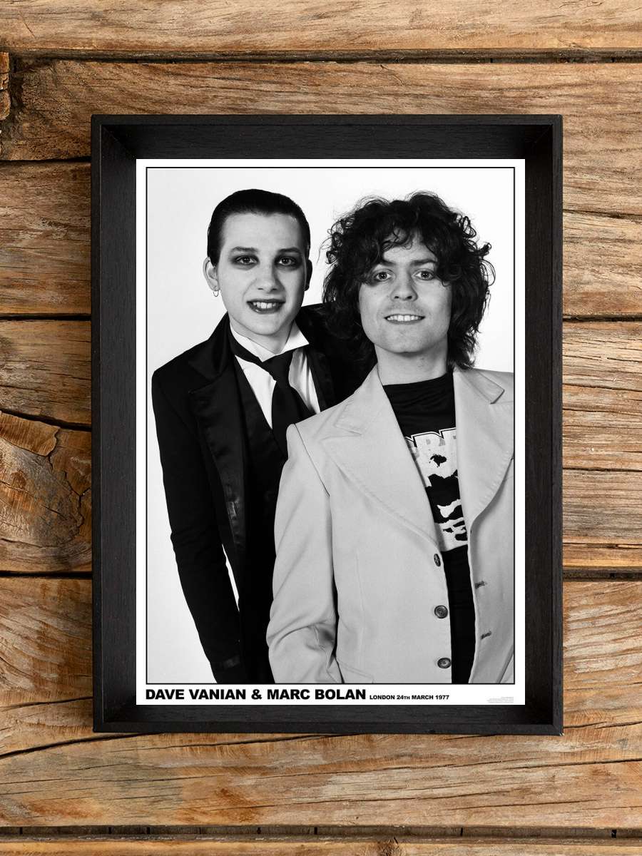 The Damned & Marc Bolan - 1977 Müzik Poster Tablo Siyah Çerçeveli Yüksek Kalite Müzik Duvar Tablo