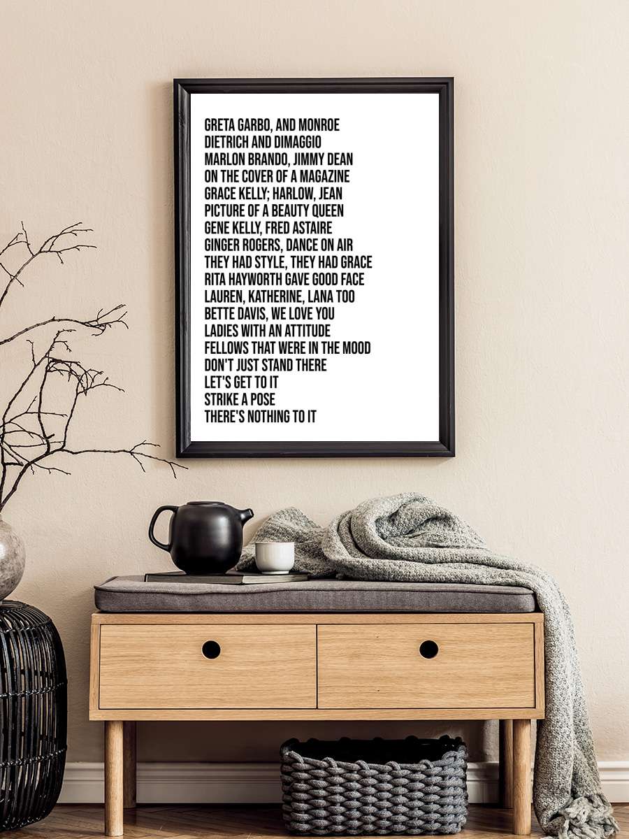 madonna lyrics Müzik Poster Tablo Siyah Çerçeveli Yüksek Kalite Müzik Duvar Tablo