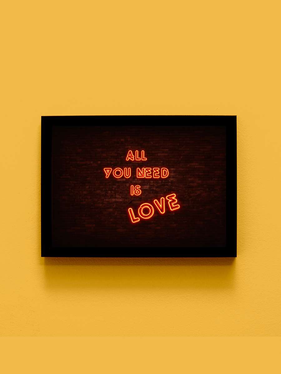 All you need is love Müzik Poster Tablo Siyah Çerçeveli Yüksek Kalite Müzik Duvar Tablo