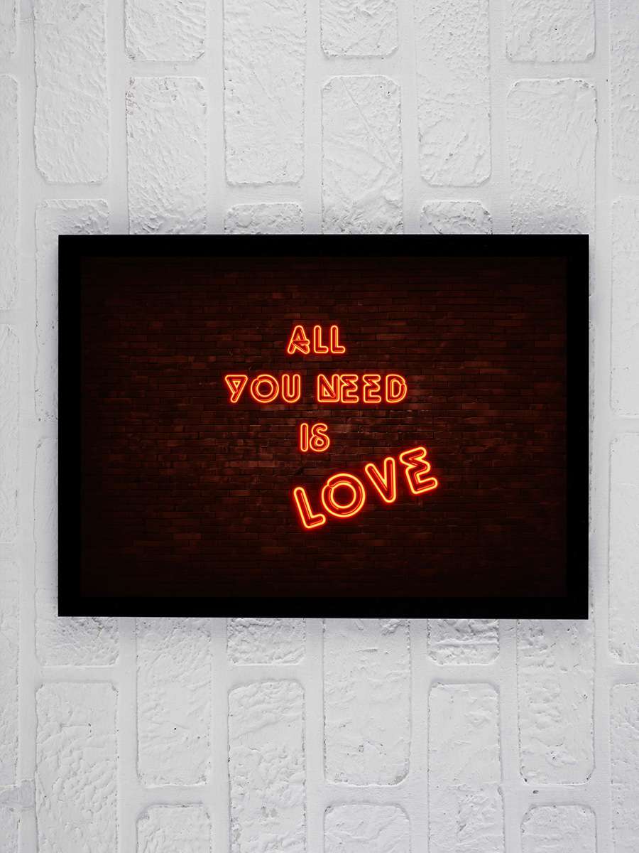 All you need is love Müzik Poster Tablo Siyah Çerçeveli Yüksek Kalite Müzik Duvar Tablo