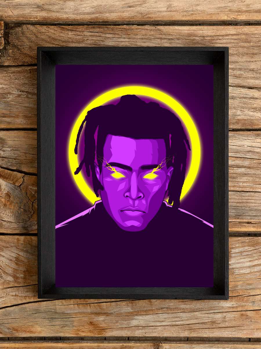 Xxx Neon Art Rapper Müzik Poster Tablo Siyah Çerçeveli Yüksek Kalite Müzik Duvar Tablo