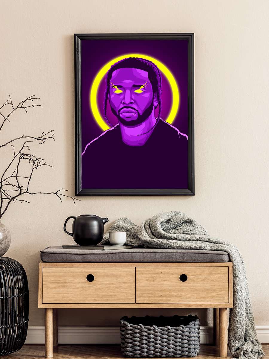 Pop Smoke Neon Art Rapper Müzik Poster Tablo Siyah Çerçeveli Yüksek Kalite Müzik Duvar Tablo