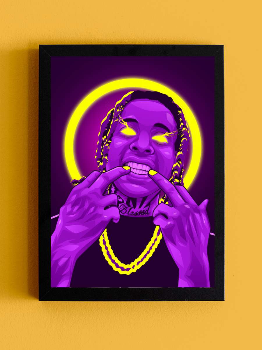 Lil Neon Art Rapper Müzik Poster Tablo Siyah Çerçeveli Yüksek Kalite Müzik Duvar Tablo