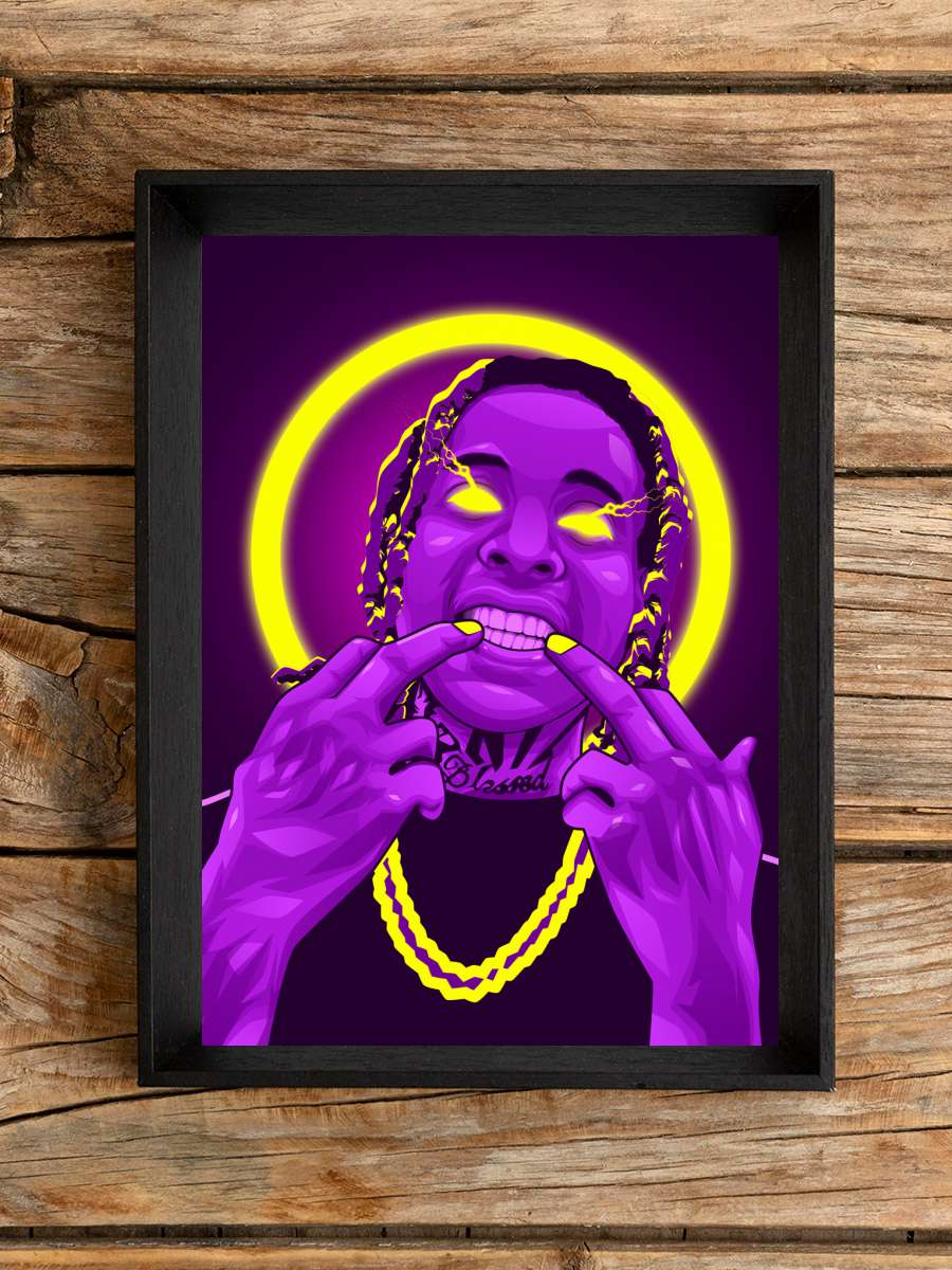 Lil Neon Art Rapper Müzik Poster Tablo Siyah Çerçeveli Yüksek Kalite Müzik Duvar Tablo