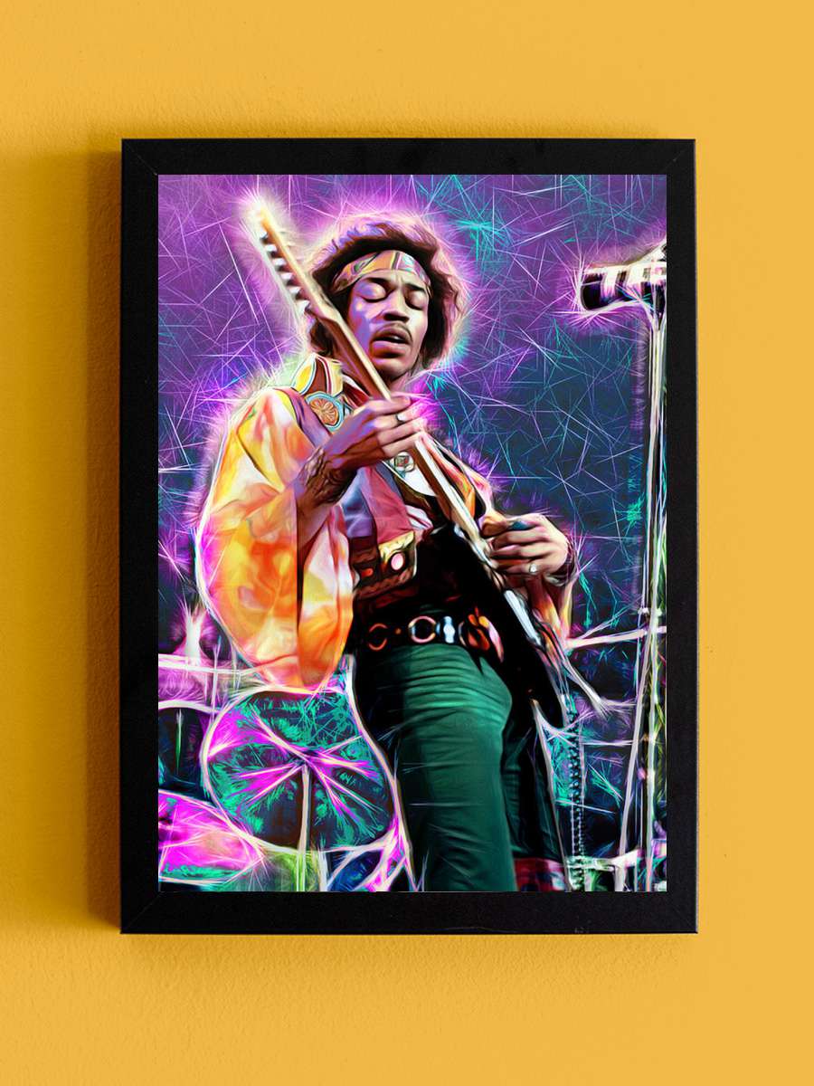 Jimi  Müzik Poster Tablo Siyah Çerçeveli Yüksek Kalite Müzik Duvar Tablo