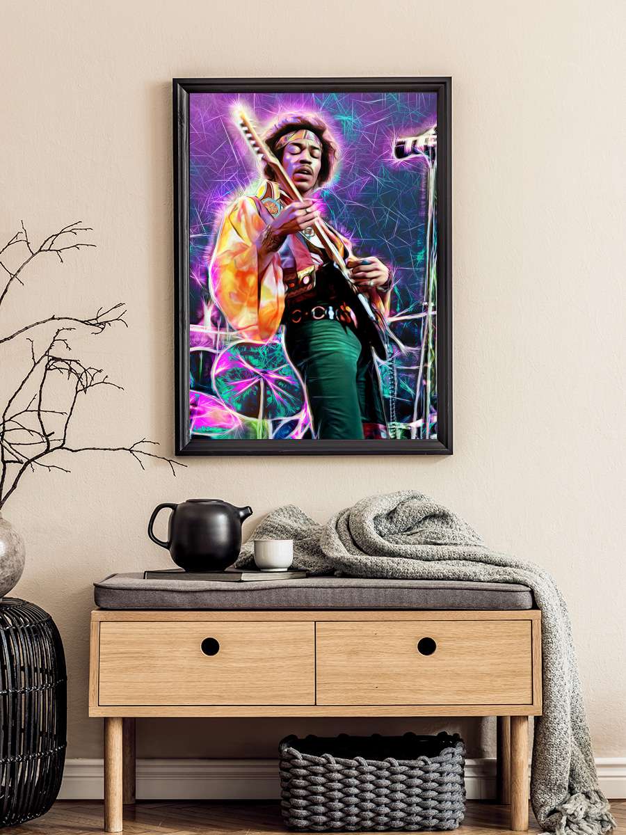 Jimi  Müzik Poster Tablo Siyah Çerçeveli Yüksek Kalite Müzik Duvar Tablo