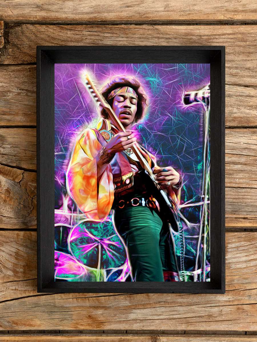 Jimi  Müzik Poster Tablo Siyah Çerçeveli Yüksek Kalite Müzik Duvar Tablo