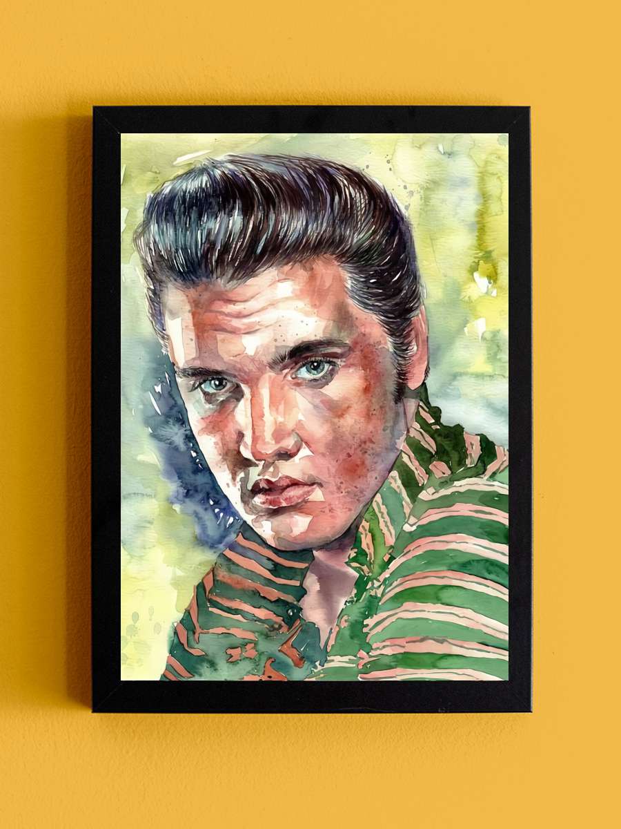 E. Presley Portrait Watercolor Müzik Poster Tablo Siyah Çerçeveli Yüksek Kalite Müzik Duvar Tablo