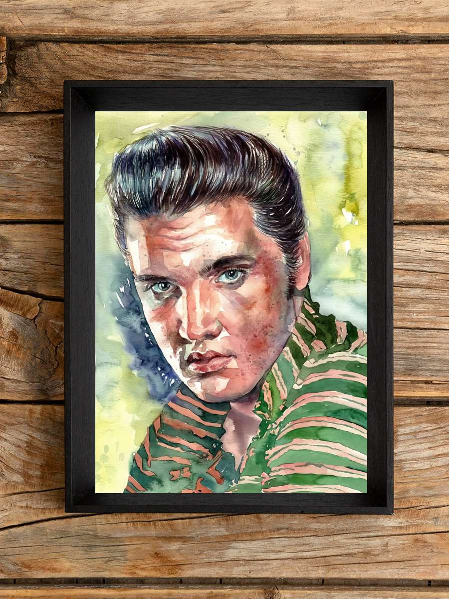 E. Presley Portrait Watercolor Müzik Poster Tablo Siyah Çerçeveli Yüksek Kalite Müzik Duvar Tablo