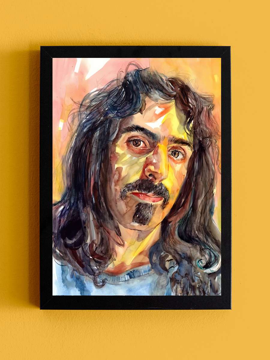 F. Zappa Portrait Watercolor Müzik Poster Tablo Siyah Çerçeveli Yüksek Kalite Müzik Duvar Tablo