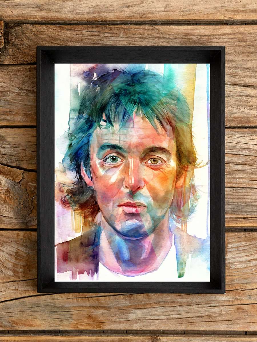 P. McCartney Portrait Watercolor Müzik Poster Tablo Siyah Çerçeveli Yüksek Kalite Müzik Duvar Tablo