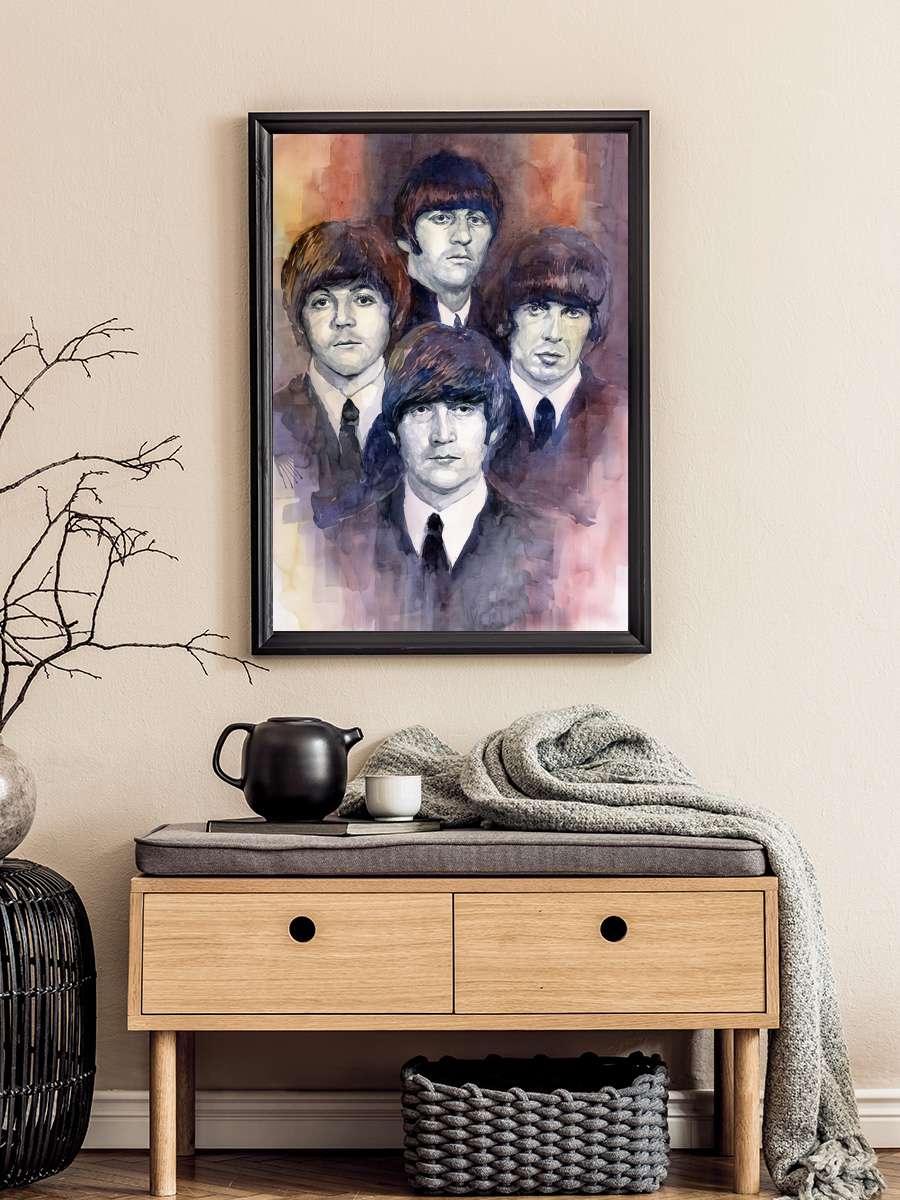 T. Beatles Painting Müzik Poster Tablo Siyah Çerçeveli Yüksek Kalite Müzik Duvar Tablo