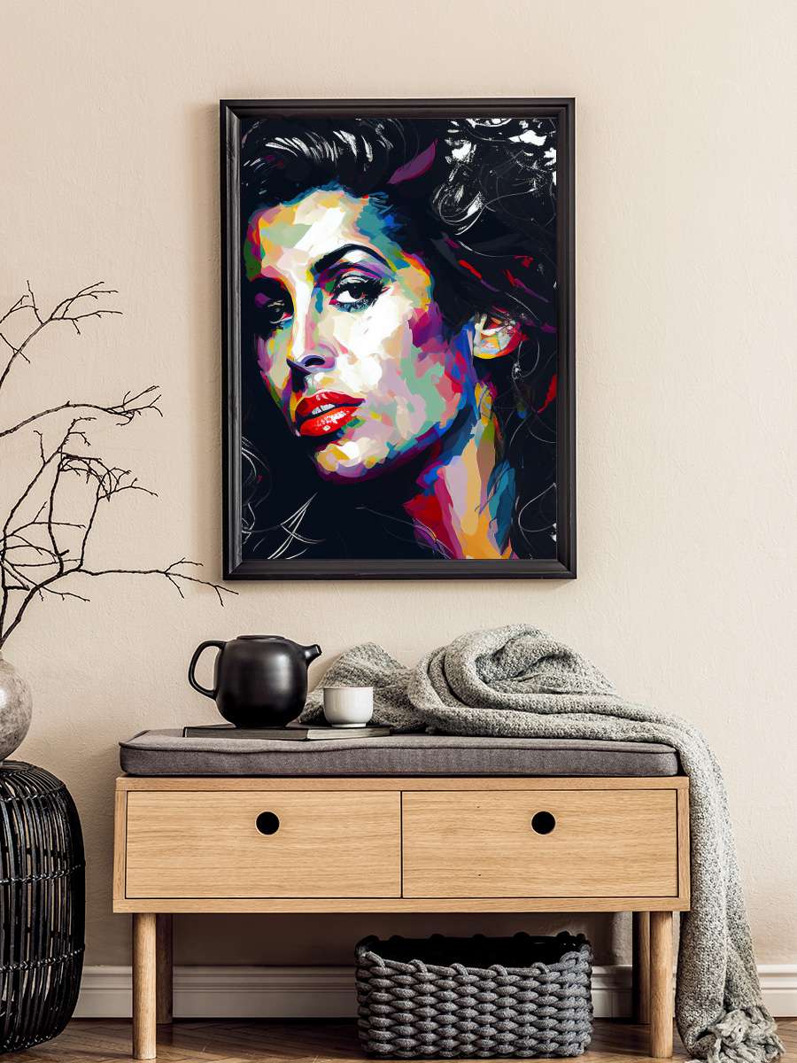 Amy Pop art style Müzik Poster Tablo Siyah Çerçeveli Yüksek Kalite Müzik Duvar Tablo