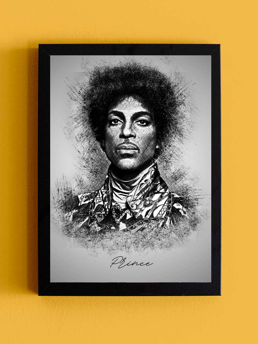 Prince Sketch Müzik Poster Tablo Siyah Çerçeveli Yüksek Kalite Müzik Duvar Tablo