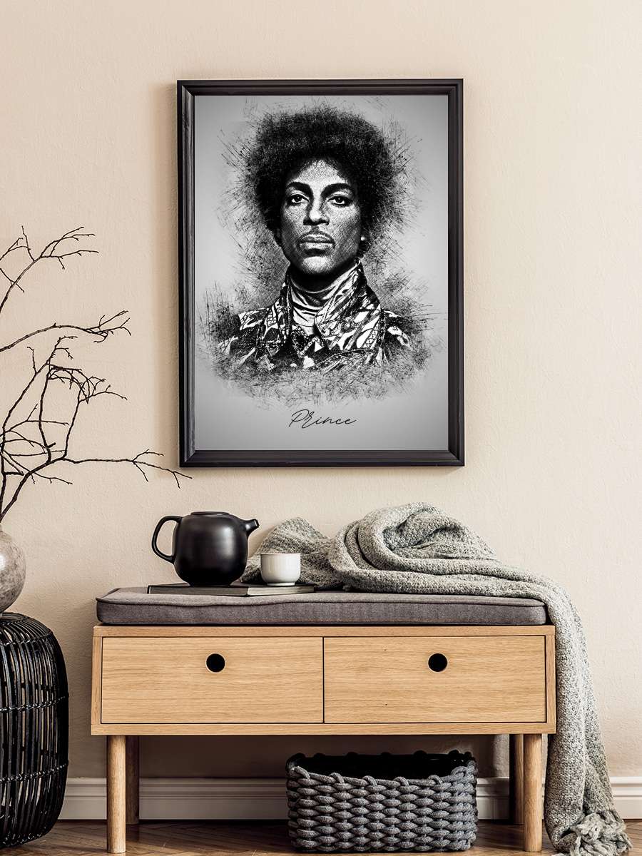 Prince Sketch Müzik Poster Tablo Siyah Çerçeveli Yüksek Kalite Müzik Duvar Tablo