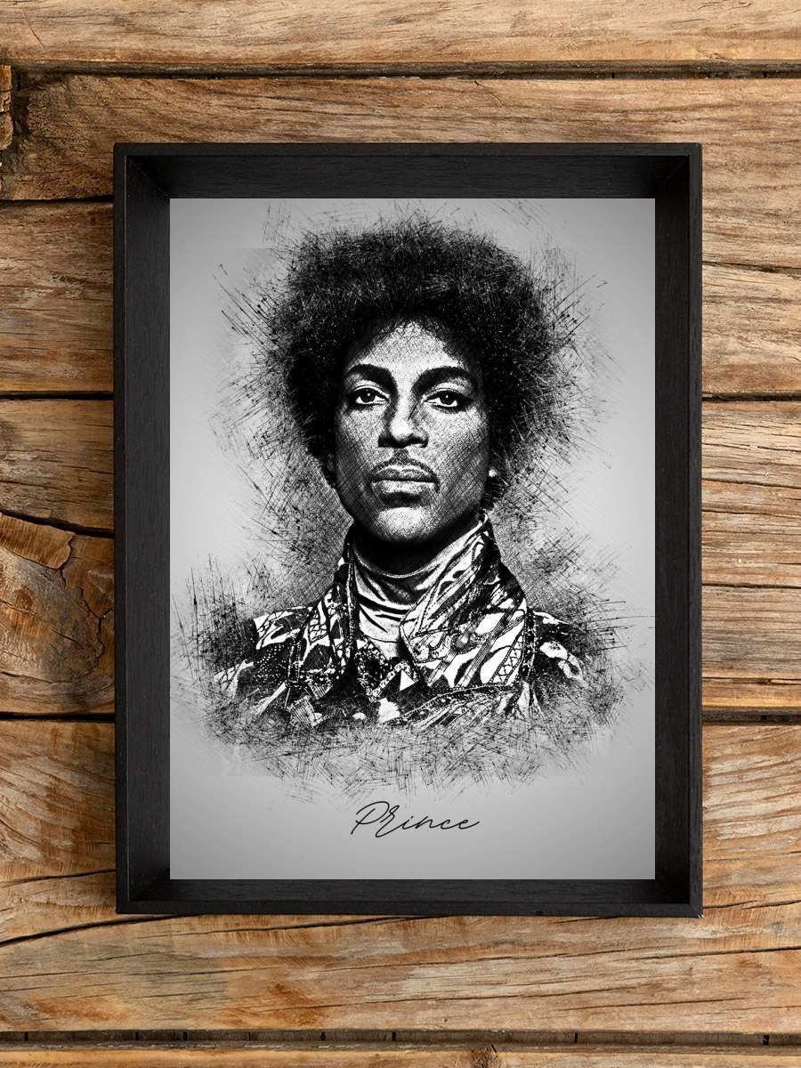 Prince Sketch Müzik Poster Tablo Siyah Çerçeveli Yüksek Kalite Müzik Duvar Tablo