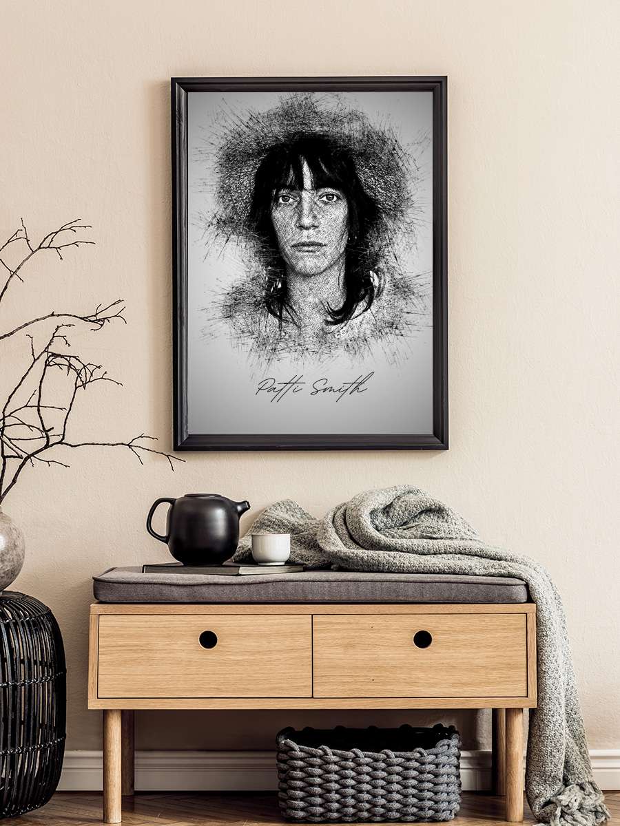 Patti S. Sketch Müzik Poster Tablo Siyah Çerçeveli Yüksek Kalite Müzik Duvar Tablo