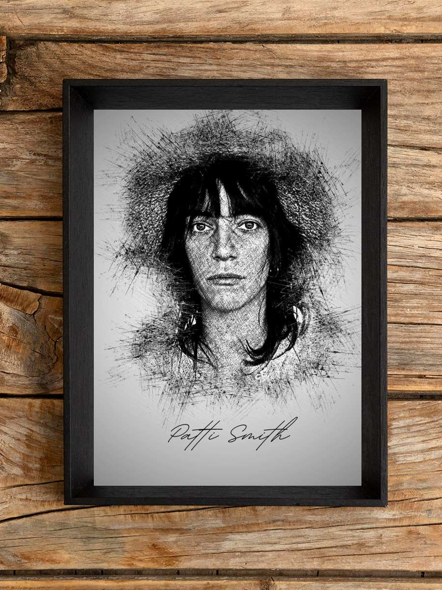 Patti S. Sketch Müzik Poster Tablo Siyah Çerçeveli Yüksek Kalite Müzik Duvar Tablo